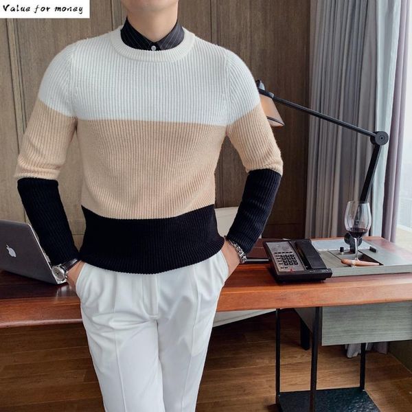 men's multicolor autumn spaced striped sweater pullover round neck casual all-match fashion pullover sweater men erkek kazak, White;black
men's multicolor autumn spaced striped sweater pullover round neck casual all-match fashion pullover sweater men erkek kazak, White;black