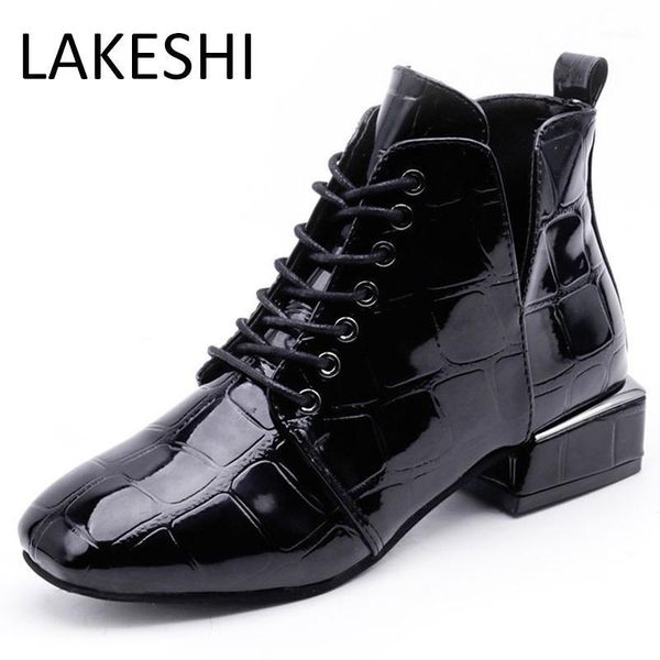 2020 fashion women boots shiny pu leather lace up rubber autumn winter ankle boots for lady shoes female footwear botas mujer1, Black
2020 fashion women boots shiny pu leather lace up rubber autumn winter ankle boots for lady shoes female footwear botas mujer1, Black