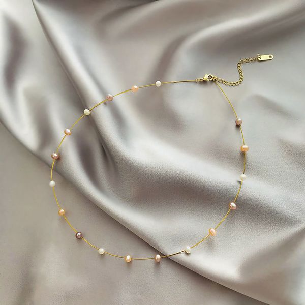 korean fashion freshwater pearls necklace for girls soft stainless steel wire necklace with pearls for women, Silver
korean fashion freshwater pearls necklace for girls soft stainless steel wire necklace with pearls for women, Silver