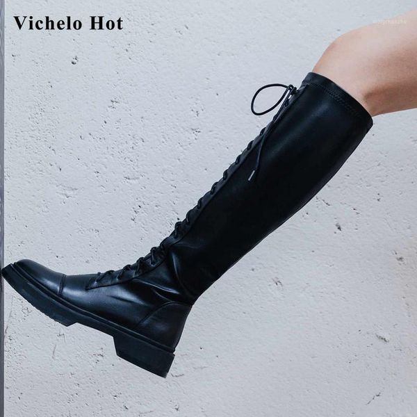 boots vichelo 2021 riding arrival natural leather mixed cloth round toe thick med heel lace up cozy knee-high l2f21, Black
boots vichelo 2021 riding arrival natural leather mixed cloth round toe thick med heel lace up cozy knee-high l2f21, Black