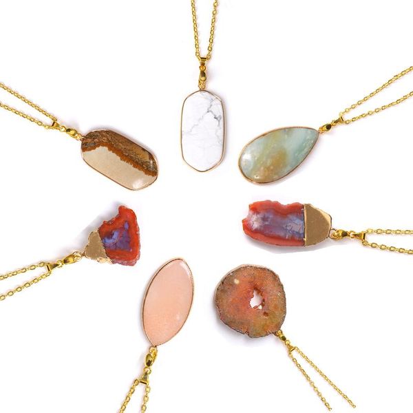2020 white yellow red natural stone quartz crystal minerals slice necklace pendant gold tone chain necklace jewelry for women, Silver
2020 white yellow red natural stone quartz crystal minerals slice necklace pendant gold tone chain necklace jewelry for women, Silver