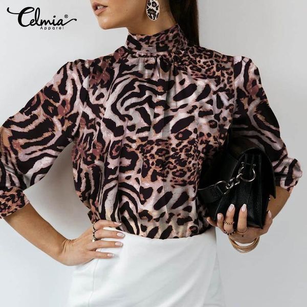 women's blouses & shirts celmia autumn women elegant office 2021 long sleeve high collor fashion satin casual leopard printed 5xl, White
women's blouses & shirts celmia autumn women elegant office 2021 long sleeve high collor fashion satin casual leopard printed 5xl, White