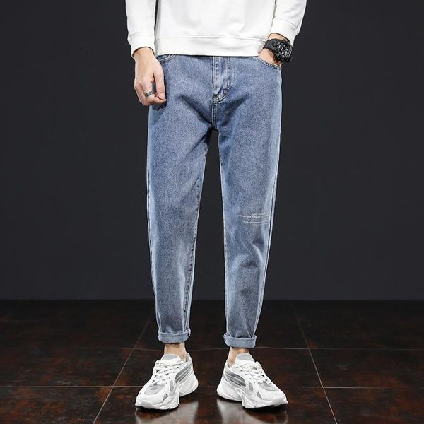 men's jeans autumn men slim straight gray fashion trend elastic leggings denim harem trousers male casual baggy cropped dad pants, Blue
men's jeans autumn men slim straight gray fashion trend elastic leggings denim harem trousers male casual baggy cropped dad pants, Blue