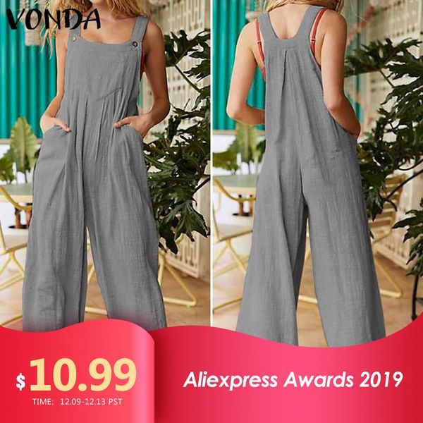 women's jumpsuits & rompers overalls women jumpsuit 2021 vonda summer wide leg plus size casual loose cotton pantalon solid strap pants, Black;white
women's jumpsuits & rompers overalls women jumpsuit 2021 vonda summer wide leg plus size casual loose cotton pantalon solid strap pants, Black;white