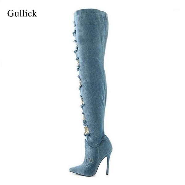 denim lace over the knee boots pointed toe thin heels side zipper jeans boots for women tight high long big size 131, Black
denim lace over the knee boots pointed toe thin heels side zipper jeans boots for women tight high long big size 131, Black