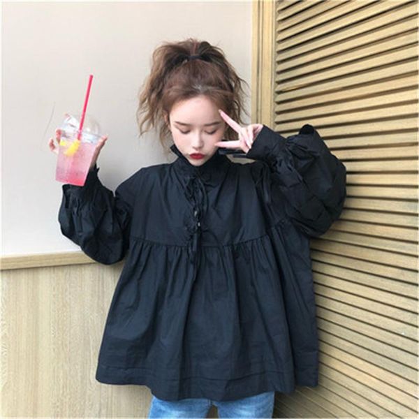 women's blouses & shirts women casual blouse 2021 japanese-style kawaii solid tie bow shirt long sleeve oversized blusas female 5k068, White
women's blouses & shirts women casual blouse 2021 japanese-style kawaii solid tie bow shirt long sleeve oversized blusas female 5k068, White
