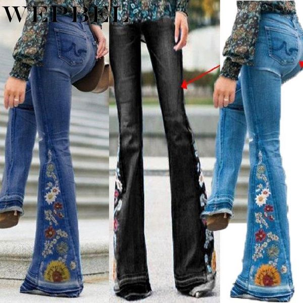 weppel women's denim wide-legged trousers embroidered denim bell-bottom pants plus size women jeans fashion streetwear1, Blue
weppel women's denim wide-legged trousers embroidered denim bell-bottom pants plus size women jeans fashion streetwear1, Blue