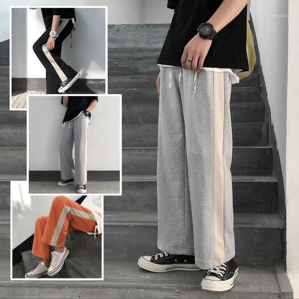 men's streetwear casual trousers loose side pattern stitching sports pants elastic straight wide leg harajuku pants 20 summer1, Black
men's streetwear casual trousers loose side pattern stitching sports pants elastic straight wide leg harajuku pants 20 summer1, Black