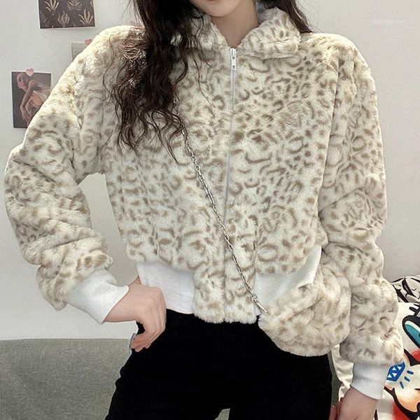 women's wool & blends women's warm coat 2021 autumn and winter loose fashion leopard print lapel long sleeve zipper plush jacket l, Black
women's wool & blends women's warm coat 2021 autumn and winter loose fashion leopard print lapel long sleeve zipper plush jacket l, Black
