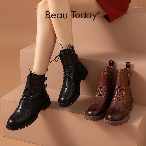 beautoday brogue ankle boots women genuine cow leather side zip buckle decoration round toe fashion female shoes handmade 034711, Black
beautoday brogue ankle boots women genuine cow leather side zip buckle decoration round toe fashion female shoes handmade 034711, Black