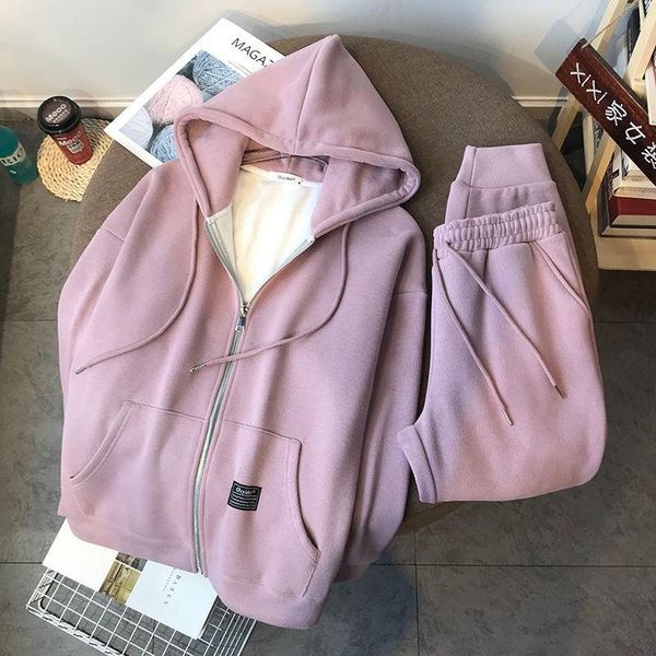 autumn winter 2021 new plush zipper sweater women's loose sports leisure two piece suit, Gray
autumn winter 2021 new plush zipper sweater women's loose sports leisure two piece suit, Gray