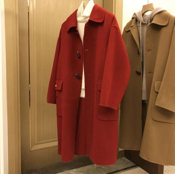 heavy girls g-end strong goods~autumn and winter new double-sided woolen mid-length horn button coat coat women's woolen clot1, Black
heavy girls g-end strong goods~autumn and winter new double-sided woolen mid-length horn button coat coat women's woolen clot1, Black