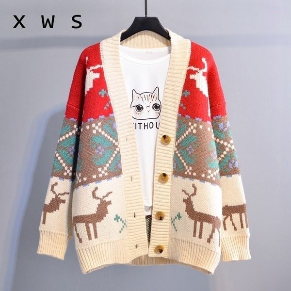 autumn women fashion korean sweater jackets deer christmas long knit coat oversized knit sweater and cardigans femme 201202, White;black
autumn women fashion korean sweater jackets deer christmas long knit coat oversized knit sweater and cardigans femme 201202, White;black