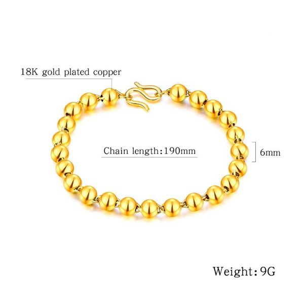 new fashion golden copper women's link bracelets 6mm bead good luck hand jewelry gift sl115, Black
new fashion golden copper women's link bracelets 6mm bead good luck hand jewelry gift sl115, Black