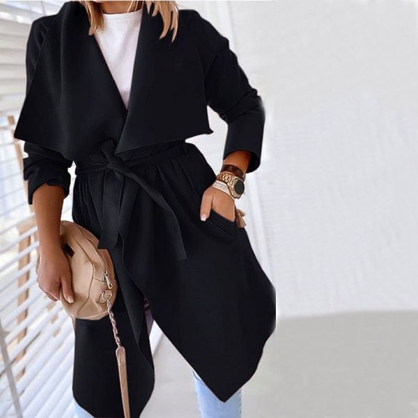 2021 new autumn women's solid color long sleeve lapel windbreaker ladies winter warm lace-up coat casual simple classic chic outerwear, Tan;black
2021 new autumn women's solid color long sleeve lapel windbreaker ladies winter warm lace-up coat casual simple classic chic outerwear, Tan;black