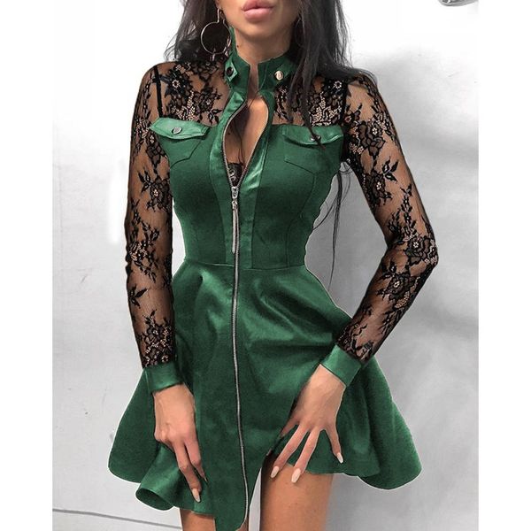 Lace dress autumn and winter nightclub temperament hollow perspective fight receiving waist fashion small skirt dress skirt female, White;black
Lace dress autumn and winter nightclub temperament hollow perspective fight receiving waist fashion small skirt dress skirt female, White;black