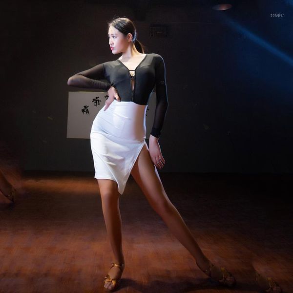 stage wear latin dress ladies dancing practice clothes black&white contrast autumn female dance flamengo show costume bi9541, Black;red
stage wear latin dress ladies dancing practice clothes black&white contrast autumn female dance flamengo show costume bi9541, Black;red
