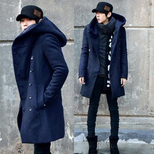 men's wool & blends zeeshant fashion mens pea coat with hood double breasted long cotton trench men overcoat in wool&blends, Black
men's wool & blends zeeshant fashion mens pea coat with hood double breasted long cotton trench men overcoat in wool&blends, Black