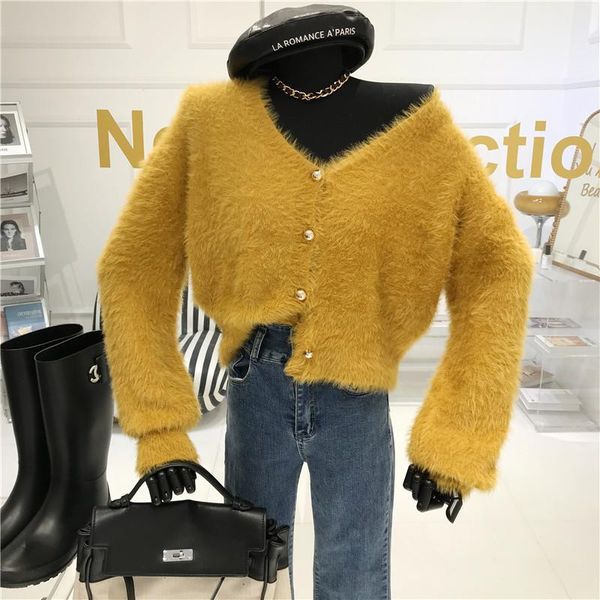 women's knits & tees niche design gentle mink sweater coat woman autumn/winter 2021 fashionable loose v-neck knitted cardigan, White
women's knits & tees niche design gentle mink sweater coat woman autumn/winter 2021 fashionable loose v-neck knitted cardigan, White
