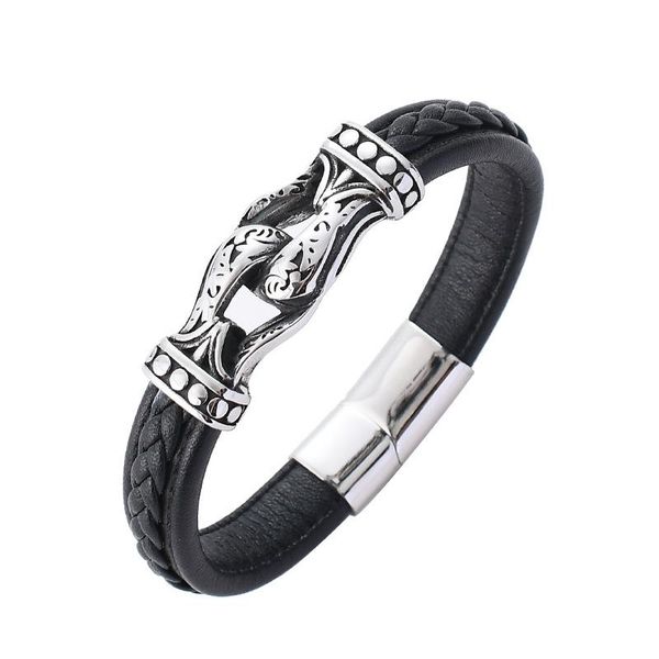 bangle cross border fashion knitting retro bracelet men's stainless steel magnetic buckle leather bracelets bangles, Black
bangle cross border fashion knitting retro bracelet men's stainless steel magnetic buckle leather bracelets bangles, Black