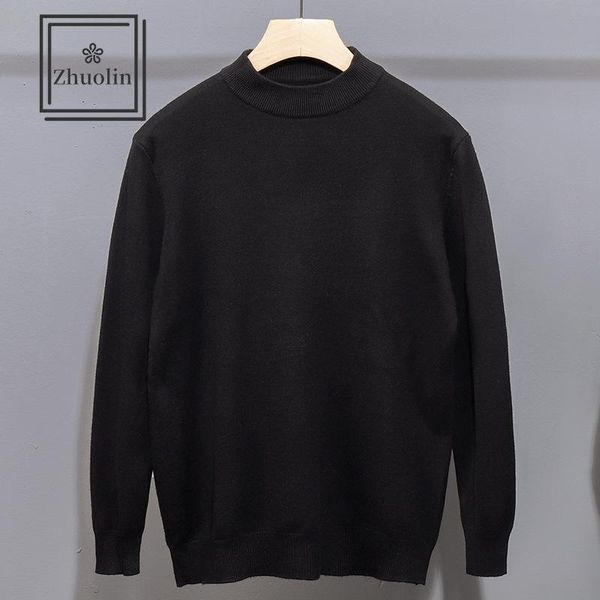 men's sweaters zhuolin 2021 cashmere sweater pure color knit pullover long sleeve half high neck casual all-match, White;black
men's sweaters zhuolin 2021 cashmere sweater pure color knit pullover long sleeve half high neck casual all-match, White;black