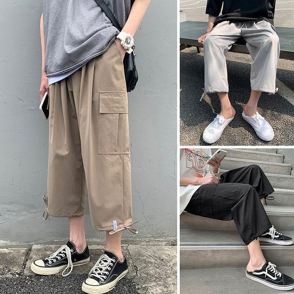 2020 new spring autumn casual straight drape calf-length cargo pants male chic solid bow tie beam feet loose jogger trousers w151, Black
2020 new spring autumn casual straight drape calf-length cargo pants male chic solid bow tie beam feet loose jogger trousers w151, Black