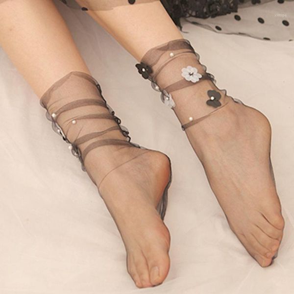 women's handmade sequins flowers socks.lolita ladies girl's transparent mesh floral pearl socks gauze sock sox female hosiery1, Black;white
women's handmade sequins flowers socks.lolita ladies girl's transparent mesh floral pearl socks gauze sock sox female hosiery1, Black;white