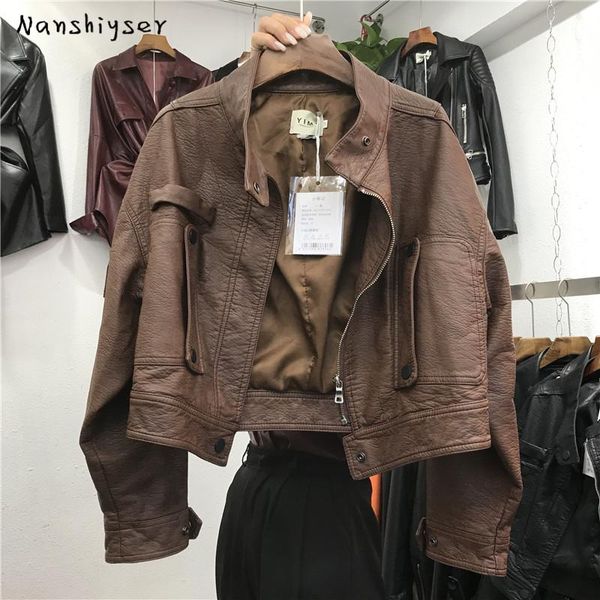 short faux pu leather jacket women's autumn fashion big pocket slim motorcycle leather jacket streetwear female jaqueta de couro, Black
short faux pu leather jacket women's autumn fashion big pocket slim motorcycle leather jacket streetwear female jaqueta de couro, Black