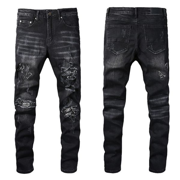 jeans for men skinny straight slim hip hop ripped black patches patchwork motorcycle biker jean pants, Blue
jeans for men skinny straight slim hip hop ripped black patches patchwork motorcycle biker jean pants, Blue