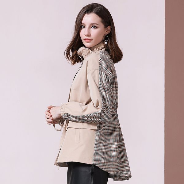 2021 sliced british style women's jacket short-tall skinny new stitching striped autumn turtleneck trench coat rd6r, Black;brown
2021 sliced british style women's jacket short-tall skinny new stitching striped autumn turtleneck trench coat rd6r, Black;brown