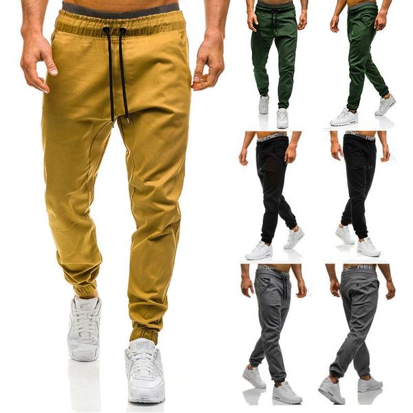men's pants 2021 casual rope elastic sports baggy open crotch men fashion, Black
