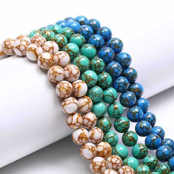 golden lace turquoise stone beads loose round artificial howlite synthetic turquoise for diy jewelry making bracelet necklace, Black
golden lace turquoise stone beads loose round artificial howlite synthetic turquoise for diy jewelry making bracelet necklace, Black