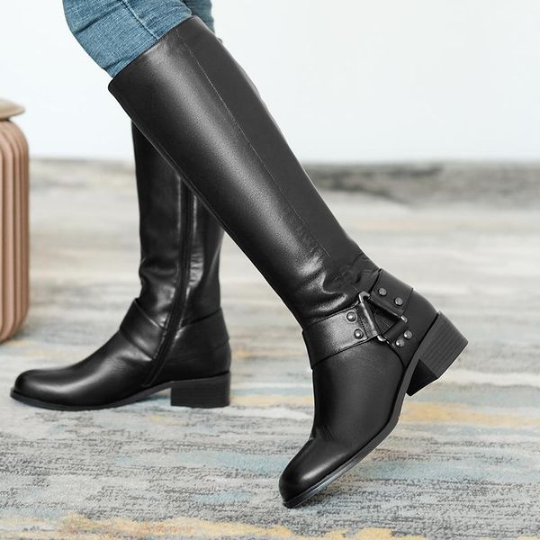 new winter style knee high boots genuine leather women boots warm motorcycle riding snow cowhide women shoes1, Black
new winter style knee high boots genuine leather women boots warm motorcycle riding snow cowhide women shoes1, Black
