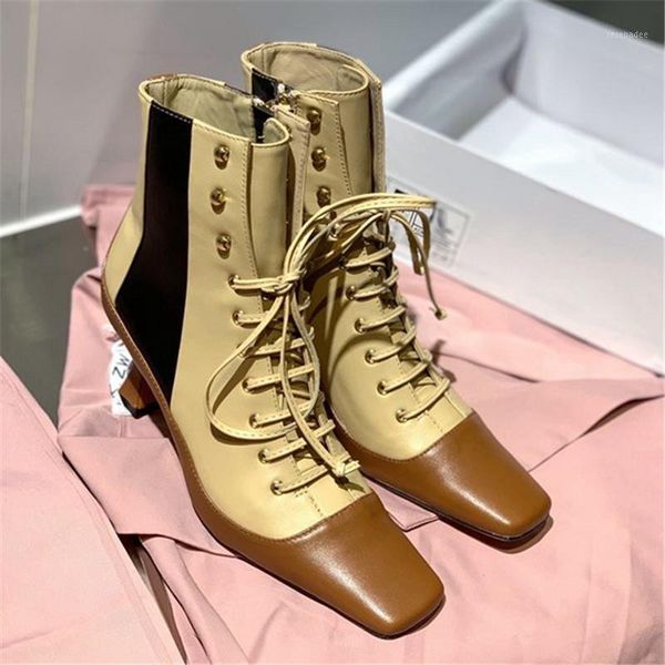 high heels women ankle boots mixed color lace up boots runway square toe short autumn winter combat girl1, Black
high heels women ankle boots mixed color lace up boots runway square toe short autumn winter combat girl1, Black
