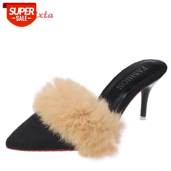 aphixta new 7cm heel real fur slides women flip flops female thin heel shoes mules rabbit animal hair pointed toe slippers woman #kj2l, Black
aphixta new 7cm heel real fur slides women flip flops female thin heel shoes mules rabbit animal hair pointed toe slippers woman #kj2l, Black