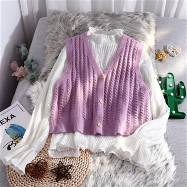 2021 sleeveless sweater vest women knitting v-neck elegant students solid simple 2xl casual daily womens clothing loose, Black;white
2021 sleeveless sweater vest women knitting v-neck elegant students solid simple 2xl casual daily womens clothing loose, Black;white