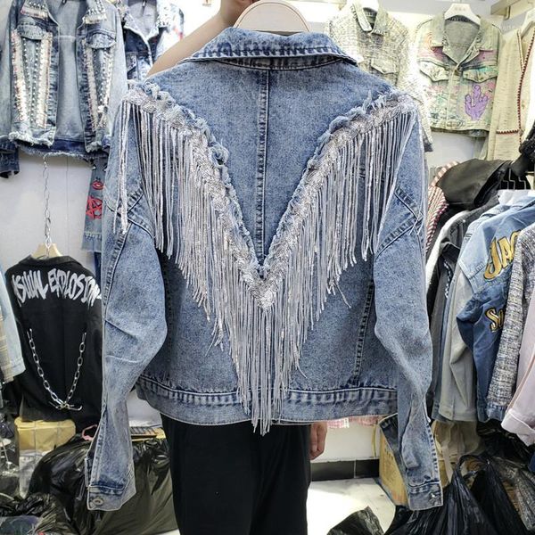 women's denim jacket coat 2020 new female black denim jacket women jean jackets outerwear fringed rivet girl1, Black;brown
women's denim jacket coat 2020 new female black denim jacket women jean jackets outerwear fringed rivet girl1, Black;brown
