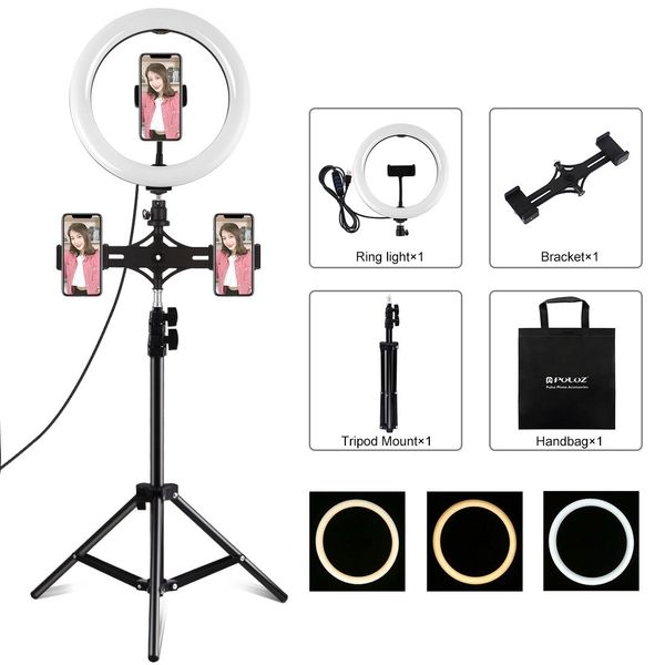 puluz dual phone brackets horizontal holder 11m tripod mount 102 inch 26cm led ring vlogging video light live broadcast kits
puluz dual phone brackets horizontal holder 11m tripod mount 102 inch 26cm led ring vlogging video light live broadcast kits