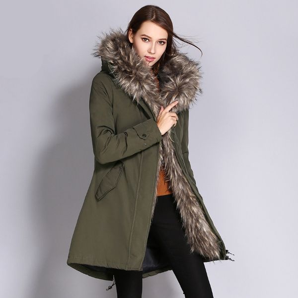 faux fur hooded overcoat winter warm feather cotton fur trim parka with fur collar thicken coats women parka, Black
faux fur hooded overcoat winter warm feather cotton fur trim parka with fur collar thicken coats women parka, Black