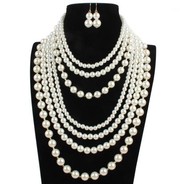 2020 fashion new acrylic multilayer pearl necklace earring set temperament personalized for woman wedding necklace set1, Silver
2020 fashion new acrylic multilayer pearl necklace earring set temperament personalized for woman wedding necklace set1, Silver