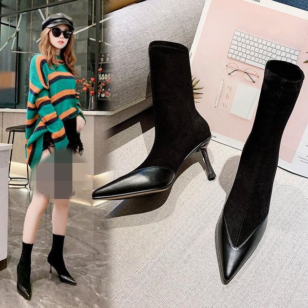 shoes woman flat boots luxury designer round toe boots-women low fashion ladies stockings rubber autumn mid calf high, Black
shoes woman flat boots luxury designer round toe boots-women low fashion ladies stockings rubber autumn mid calf high, Black