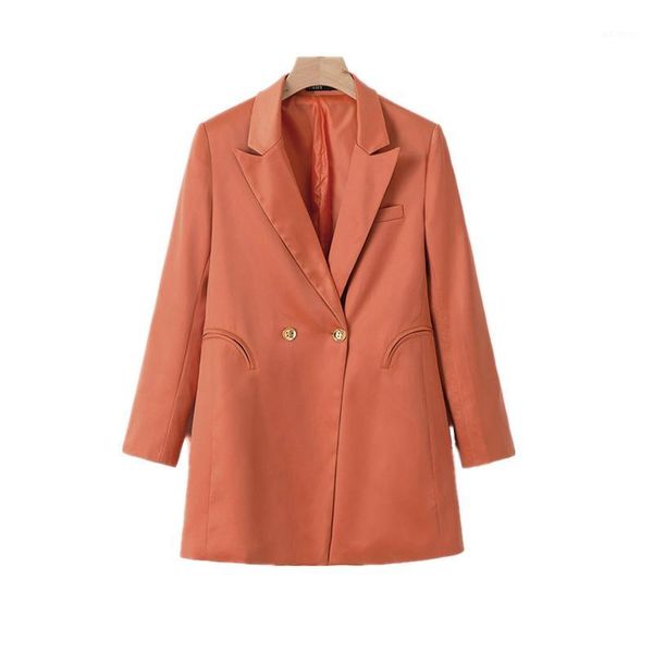 women satin double breasted blazer long sleeve gold button office work ladies coat jacket1, White;black
women satin double breasted blazer long sleeve gold button office work ladies coat jacket1, White;black
