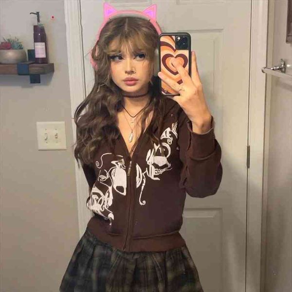 punk e-girl zip-up hoodie y2k graffiti print kawaii crop sweatshirts autumn long sleeve casual vintage brown korean outerwear, Black
punk e-girl zip-up hoodie y2k graffiti print kawaii crop sweatshirts autumn long sleeve casual vintage brown korean outerwear, Black