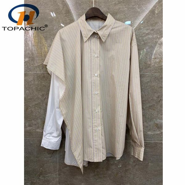 women's blouses & shirts 12 early spring women shirt lapel long sleeve irregular striped spliced fashion casual loose blouse, White
women's blouses & shirts 12 early spring women shirt lapel long sleeve irregular striped spliced fashion casual loose blouse, White