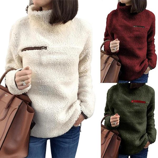 women's hoodies & sweatshirts 2021 autumn winter fashion women acrylic fiber solid color long sleeve turtle neck zipper pocket sweatshi, Black
women's hoodies & sweatshirts 2021 autumn winter fashion women acrylic fiber solid color long sleeve turtle neck zipper pocket sweatshi, Black