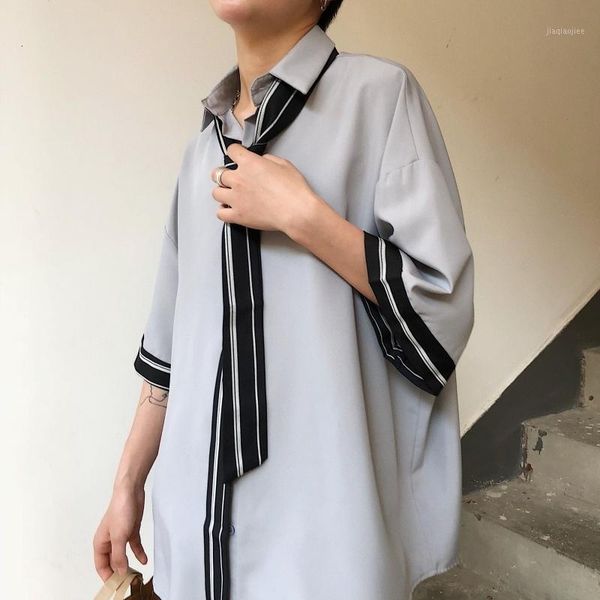 summer men shirts korean loose casual short sleeve shirts men tie shirt japan harajuku male1, White;black
summer men shirts korean loose casual short sleeve shirts men tie shirt japan harajuku male1, White;black