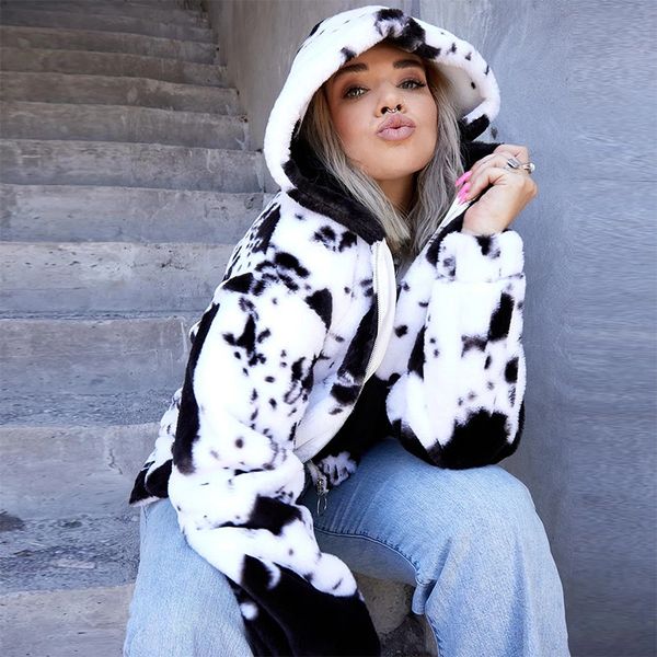 new cow print casual oversized overcoat fashion streetwear hooded zip up jacket women korean faux feather coats, Black;brown
new cow print casual oversized overcoat fashion streetwear hooded zip up jacket women korean faux feather coats, Black;brown