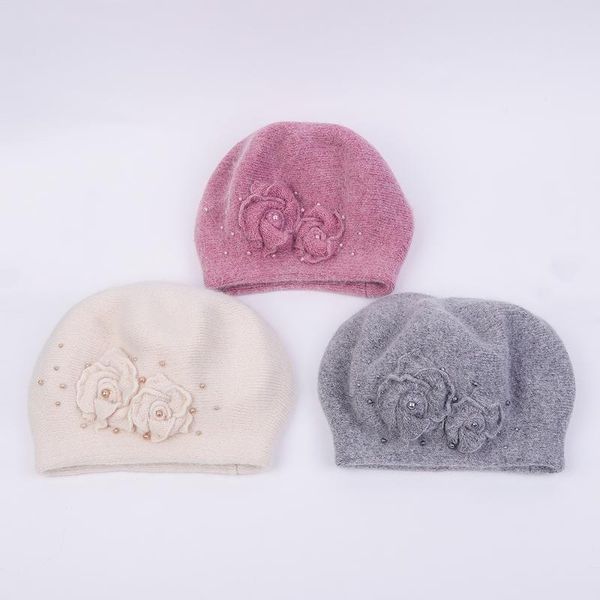 Beret Women Hat Winter Angora Knit Flower Pearl Warm Soft Double Layers Thermal Snow Outdoor Accessory Female, Blue;gray
Beret Women Hat Winter Angora Knit Flower Pearl Warm Soft Double Layers Thermal Snow Outdoor Accessory Female, Blue;gray