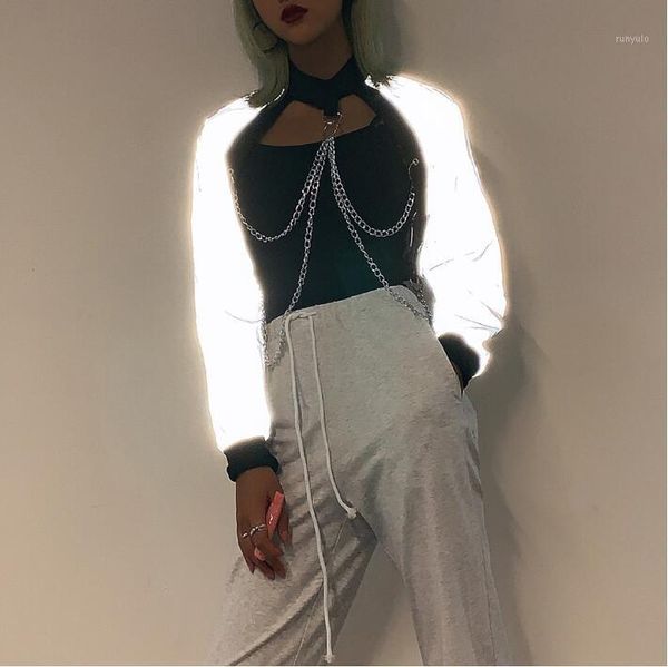 new women's irregular hanging neck chain reflective jacket1, Black;brown
new women's irregular hanging neck chain reflective jacket1, Black;brown