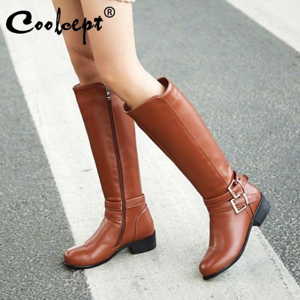 coolcept plus size 34-46 knees high laars gesp rits retro women motorboots fat bont warm winter snowboots, Black
coolcept plus size 34-46 knees high laars gesp rits retro women motorboots fat bont warm winter snowboots, Black
